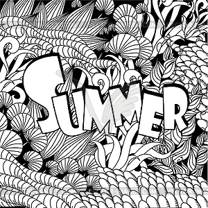 Summer zentangle floral background - vector clip art