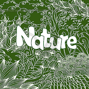 Doodle natural floral background - vector clipart