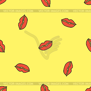 Seamless pattern background with red lips - vector image