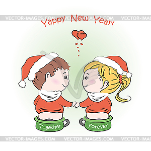 With boy and girl - vector clip art