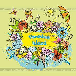 Paradise Island background summer background - vector clipart / vector image