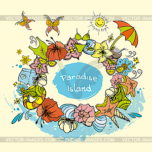 Paradise Island background summer background - vector image