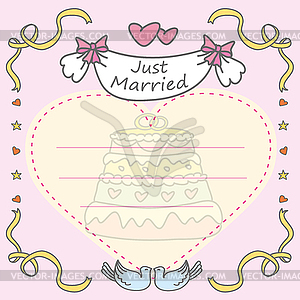 Doodle wedding greeting card - vector image