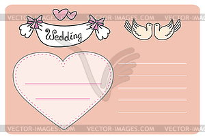 Doodle wedding invitation card - vector clip art