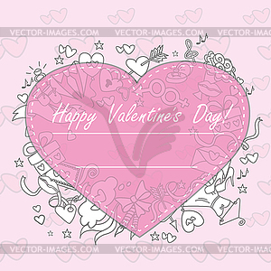 Doodle Valentine`s Day greeting card - vector image