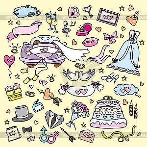 Doodle wedding set - vector clipart / vector image