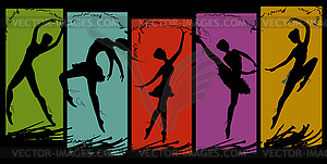 Set of pretty ballet dancers in various poses - vector clipart