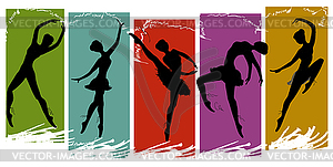 Set of pretty ballet dancers in various poses - vector image