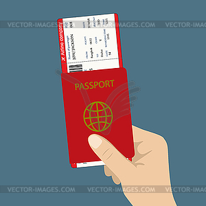 Boarding pass ticket and passport - vector image