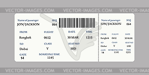 Airline boarding pass ticket with QR2 code - vector clipart