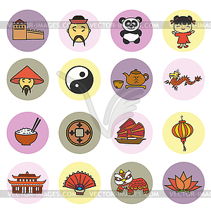 Set china icons - vector image