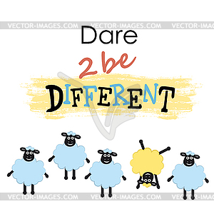 Cartoon sheepы , one sheep different of other, be  - vector image