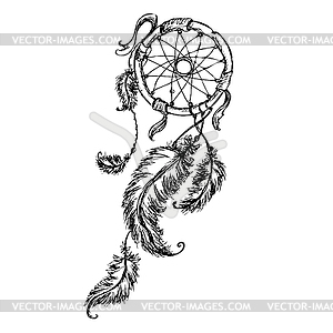 Ethnic dream catcher with feathers - vector clipart / vector image
