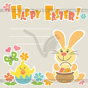 Easter Background with cute rabbit - vector image