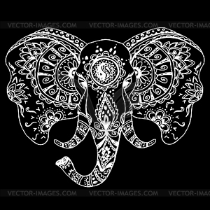 Abstract elephant in Indian style mehndi - vector image