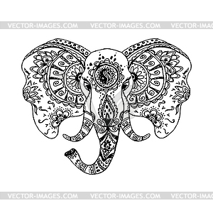 Abstract elephant in Indian style mehndi - vector image