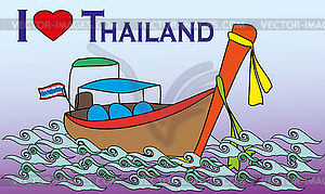 Longtale boat, i love Thailand - vector image