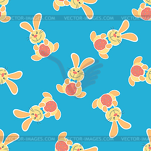 Seamless pattern with Easter eggs and bunnies - vector clipart