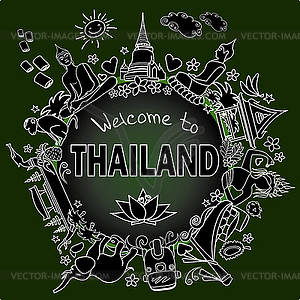 Таиланд. Установите тайские цветные значки и символы, больные - иллюстрация в векторном формате