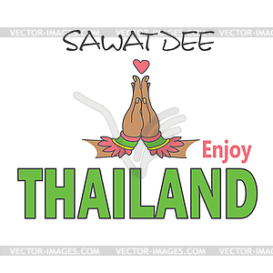 Two hand,cartoon thai welcome sawatdee - vector clipart