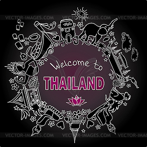 Thailand . Set Thai color icons and symbols - vector clipart