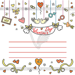 Valentine`s Day greeting card with space for text - vector clipart / vector image