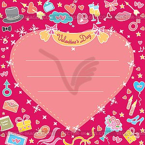 Greeting Card, Valentine`s Day - color vector clipart