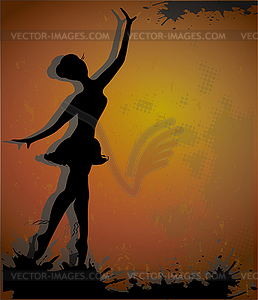 Silhouette of ballet dancer on grunge background - vector clipart