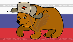 Bear wearing Russian hat earflaps - vector image