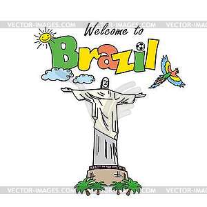 Добро пожаловать в Бразилию - векторный дизайн