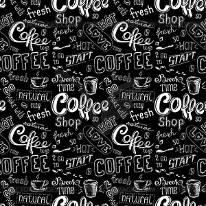 Seamless doodle coffee pattern background - vector clip art