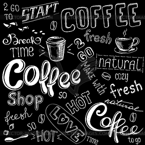 Coffee doodle background - vector clipart