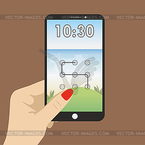 Screen saver with graphical password - vector clip art