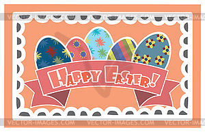 Easter Background with cute rabbit, colorful eggs - vector EPS clipart