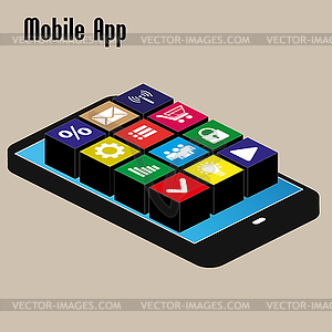 Mobile app, isometric, - vector clipart