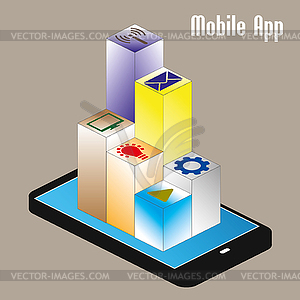 Mobile app, isometric - vector clipart
