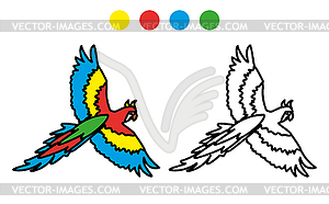Coloring picture of funny parrot - vector image