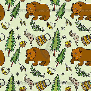 Seamless pattern with Russian traditional elements - vector clip art