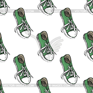 Sneakers seamless pattern, - vector clip art
