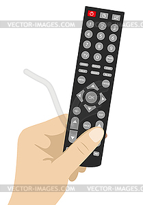 Hand holding Remote TV Control - vector clipart