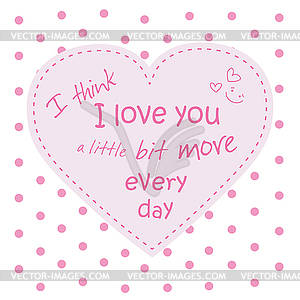 Heart lettering inside, greeting card for - vector clip art