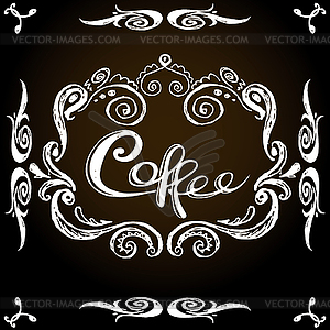 Coffee vintage label, hand drawing, - vector image