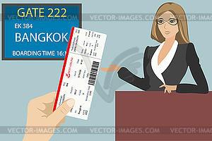 Boarding pass in hand - vector image