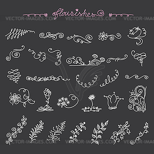 Design elements: flowers, wreaths, banners, ribbons - royalty-free vector image