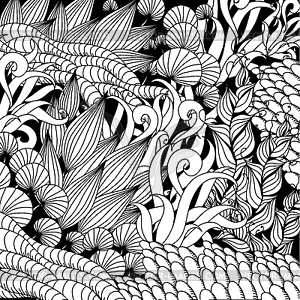 Летний zentangle цветочный фон - векторный клипарт / векторное изображение