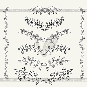 Vintage set of rustic laurels. Floral graphic - vector EPS clipart