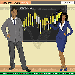 Financial news anchor man and woman - vector image