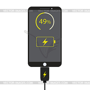 Smartphone charging, flat design - vector image