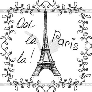 Tower Eiffel with Paris lettering - vector clip art