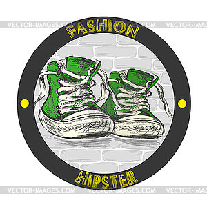 Обувь для модных хипстеров - кроссовки - стоковое векторное изображение